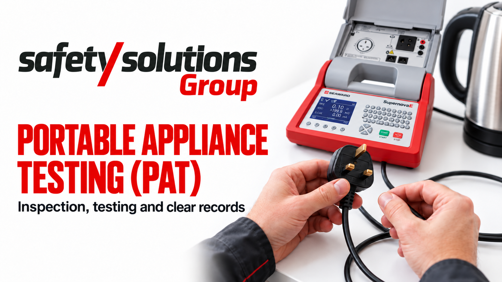 Safety Solutions Group offers Portable Appliance Testing (PAT)